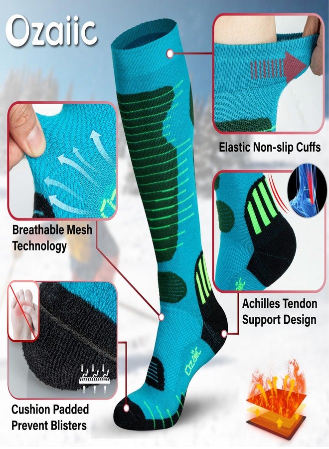 Ozaiic Merino Wool Ski Socks Mens Womens 2 Pairs for Skiing, Snowboarding, Thermal Knee High Winter Warm Sports Performance Socks - Image 4